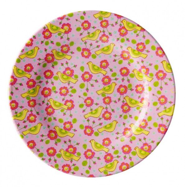 Teller Style Vögel und Blumen